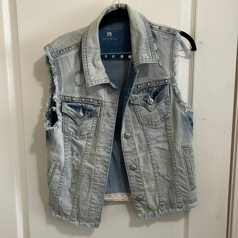 Womens Miss Me jean jacket vest size L